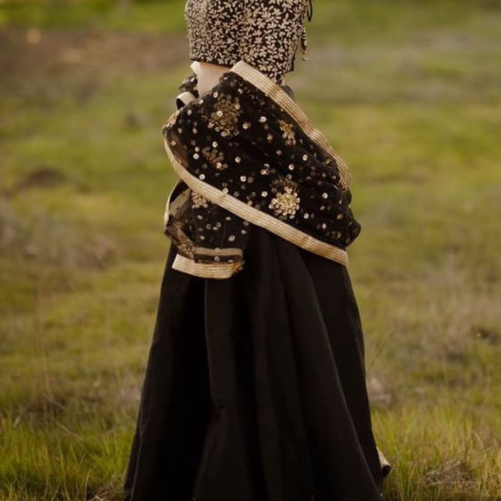 Elegant Black and Gold Embellished Lehenga